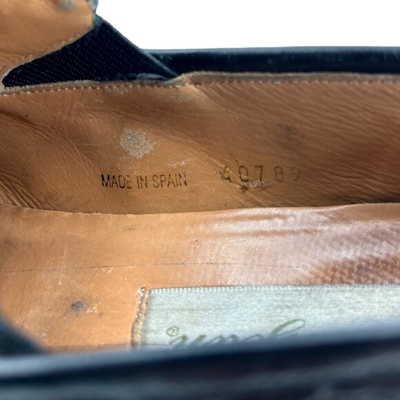 Vintage Mezlan Exotic Black Alligator Dress Shoes Men 8 Loafers Square-toe Gator - Picture 9 of 12